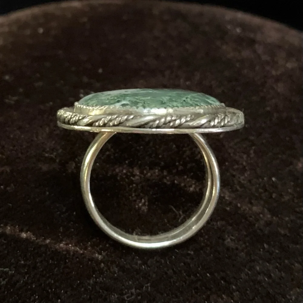 Huge Moss Agate Sterling Silver Ring New Artisan Handmade